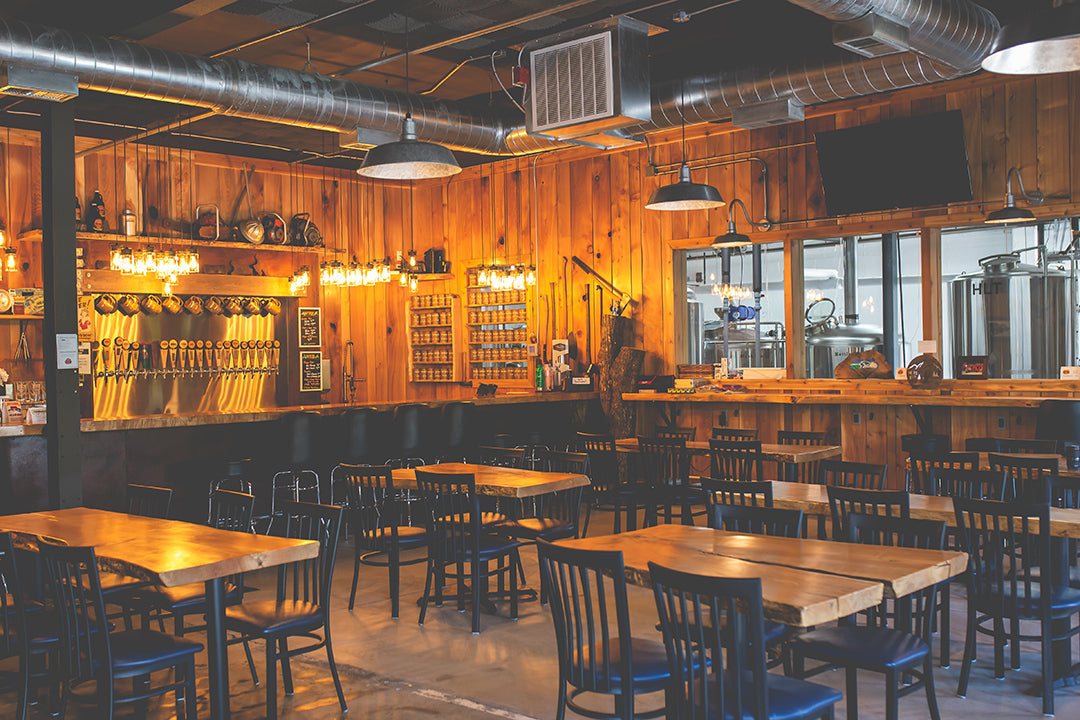 Interior seating for Western Red Brewing.