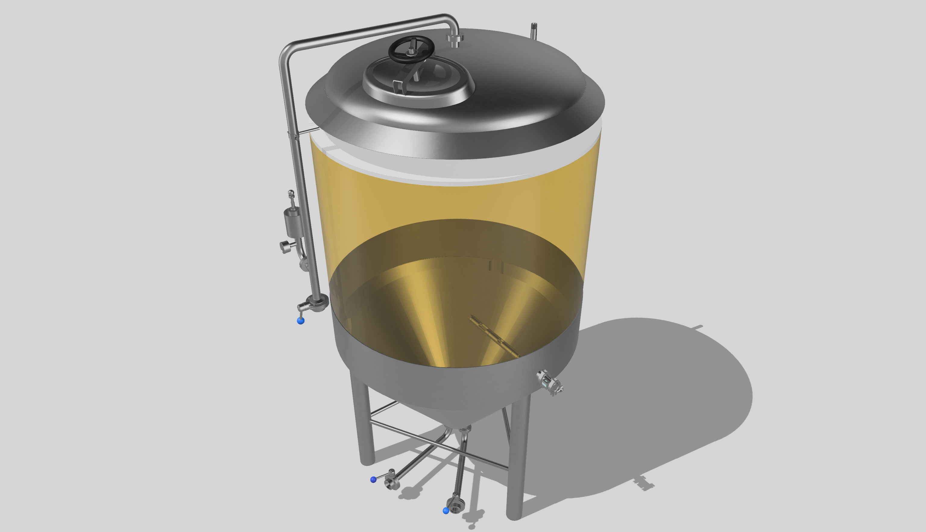 Spherical storage tank with a metallic top on a gray background